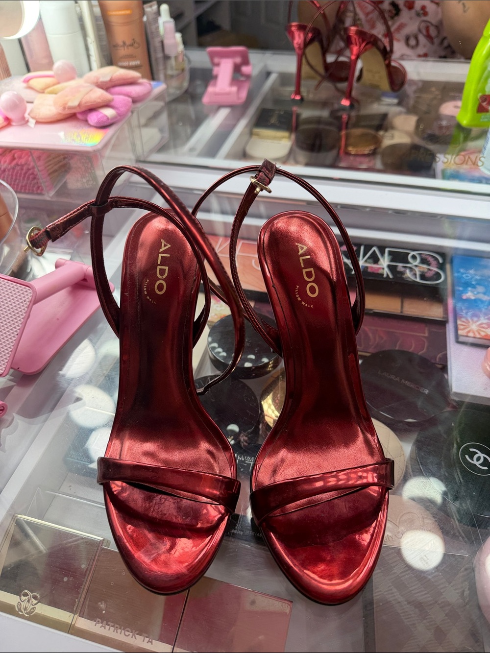 ALDO Metallic Red Slingback Heeled Sandals